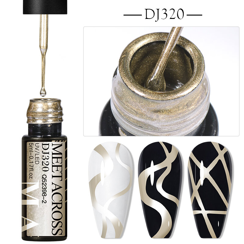 Spotkać się na metalicznym złotym srebrnym różowym 5ml kredkowym żelu lakier do paznokci malowania lustrzanym żelem Graffiti wzór w paski lakierem do DIY