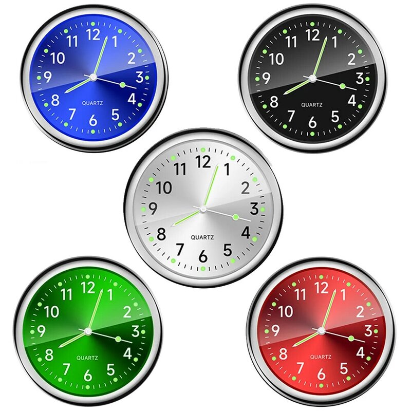 미니 자동차 시계, 야광 5 색 자동 스틱 온 디지털 시계, 메카닉 쿼츠 오토바이 시계, 자동차 장식, 자동차 액세서리