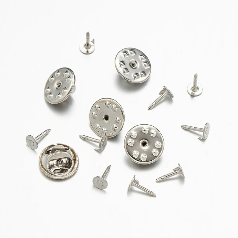 Metal Locking Pin Back Brooch, Badge Holder, Lapel Base, DIY Jóias Material, Making Supply, Acessórios Artesanais, Handmade, 100 Pcs