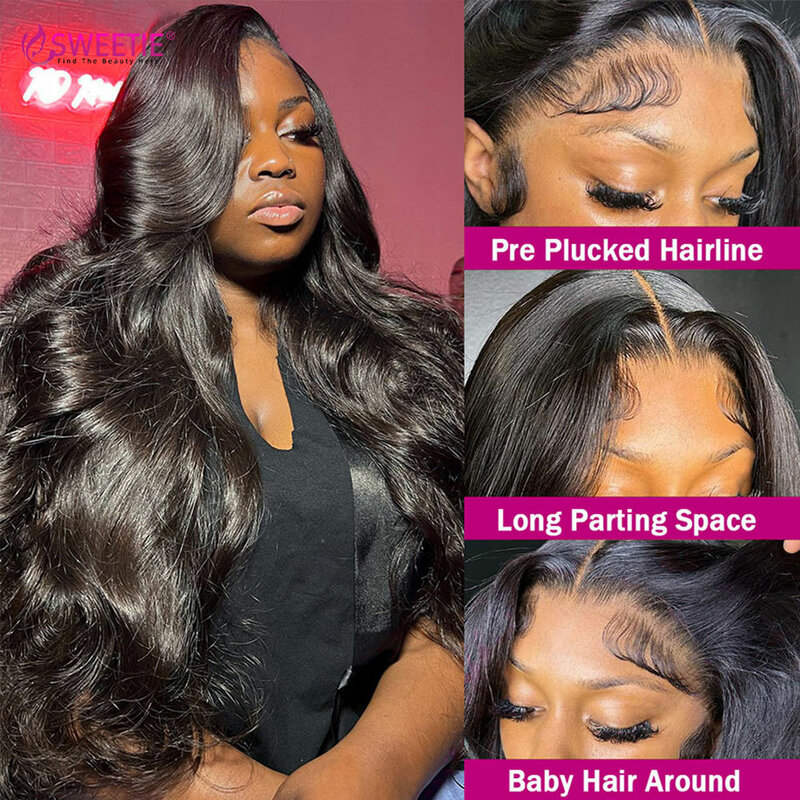 40inch Body Wave Human Hair Wig 13x6 HD Transparent Lace Frontal Wig Peruvian Body Wavy Remy Human Hair Ready To Wear Pre-Cut