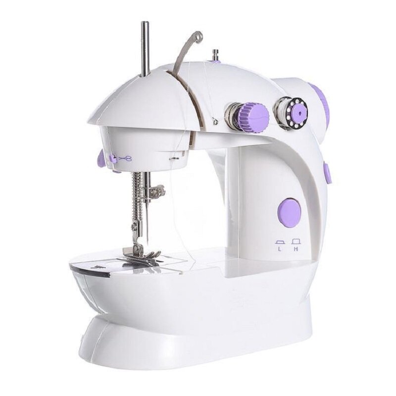 Mini máquina de costura multifuncional máquina de costura com cortador de luz pedal pé portátil casa luz noturna máquina de costura