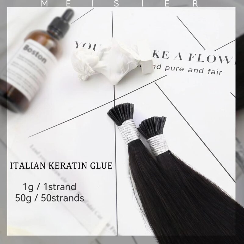 KtKerBrian-Extensions de Cheveux Humains Lisses pour Femme, I-Tip, 100% Remy, Micro Ring Stick, Pre-Bond Blonde