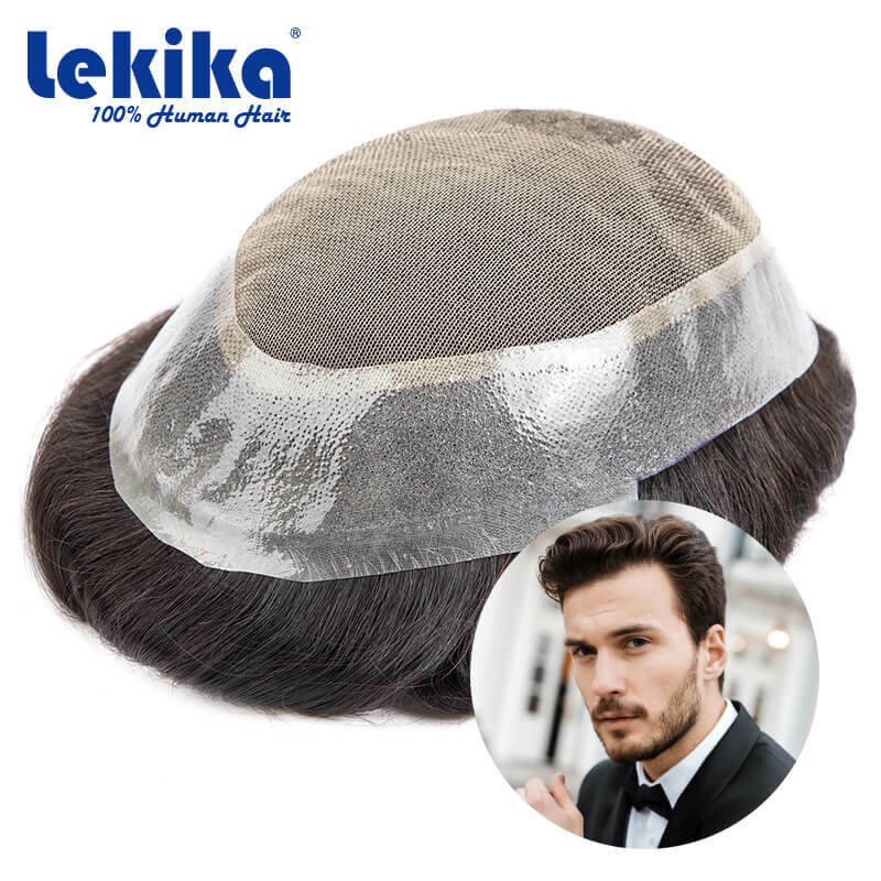 Australia Toupee Men Lace and PU Base Breathable Men's Wig For Men Capillary Prosthesis Replacement Natural Hairline System