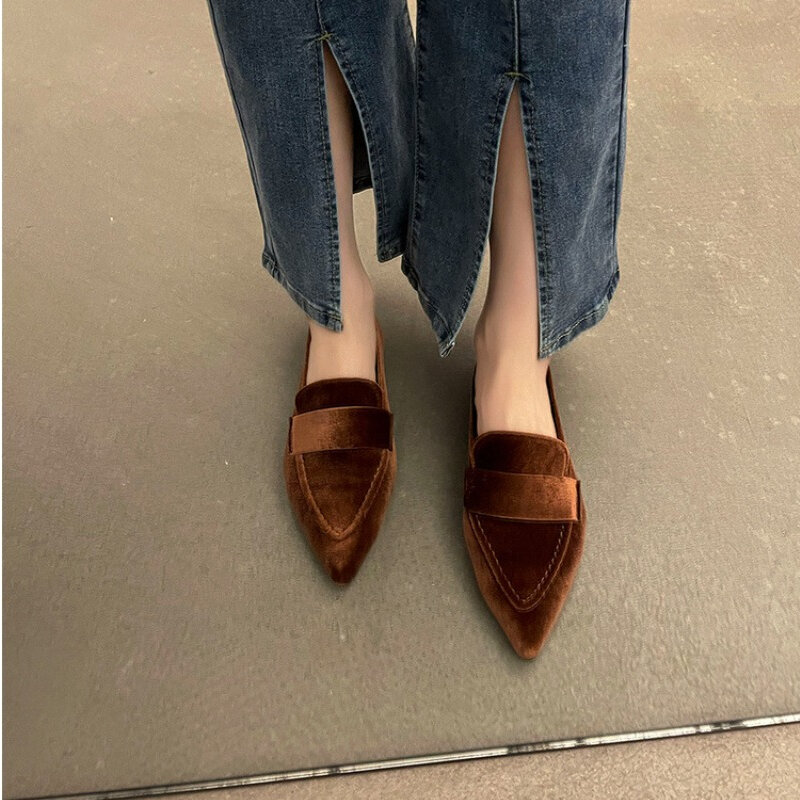 Comemore Suede Casual Walking Women Flats Ballet Dance Zapatillas Pointed Toe Sandals Shoes 2024 Spring Designer Loafers Shoe