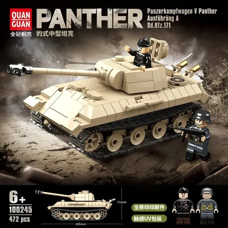 WW2 Militar Panzer Panther Tanque Médio Blocos de Construção Panzerkampfwagen V, II Guerra Mundial Figuras, Modelo de Tijolos Brinquedos, Presente