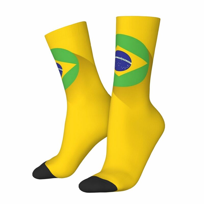Brazil National Flag Socks Harajuku Sweat Absorbing Stockings All Season Long Socks Accessories for Unisex Gifts