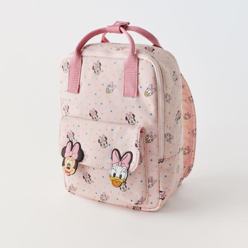 Disney 2024 New Minnie Cartoon Children's Backpack Mini School Bag Cute Shoulder Bag for Boys and Girls
