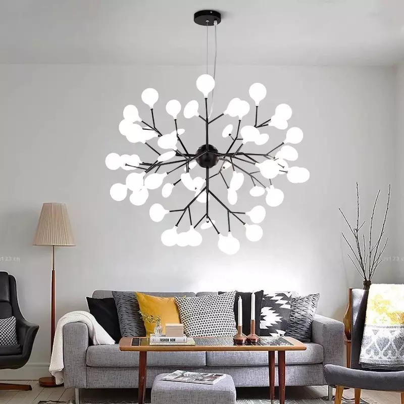 Lustre criativo nórdico para sala de estar, cozinha, quarto, estudo, lâmpada pendente, Firefly moderno do agregado familiar, luminárias do restaurante