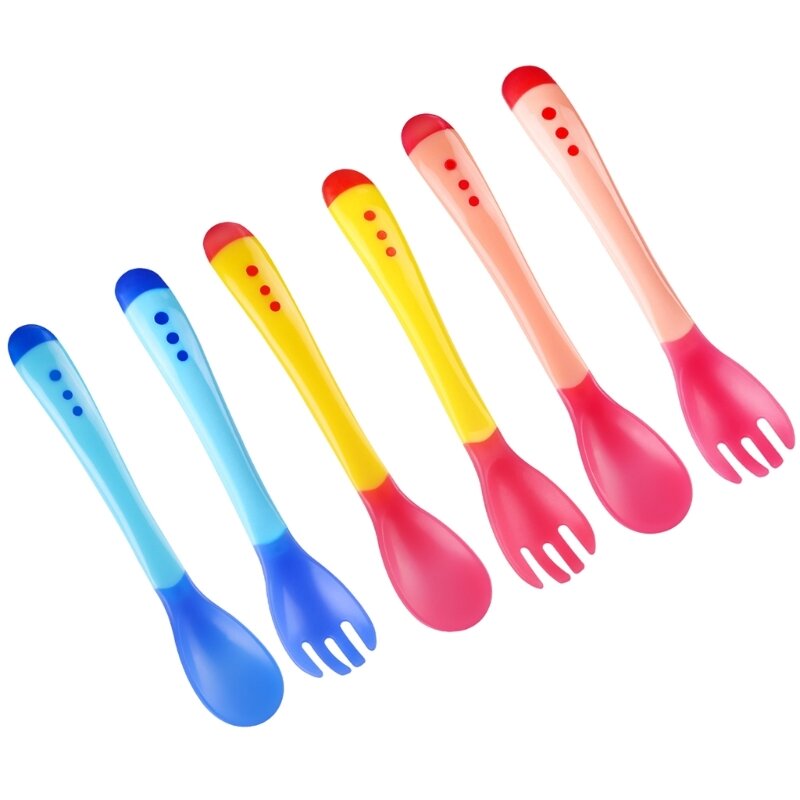Y1UB – fourchette cuillère à détection température, vaisselle pour nourrissons, outil vaisselle pour bébé