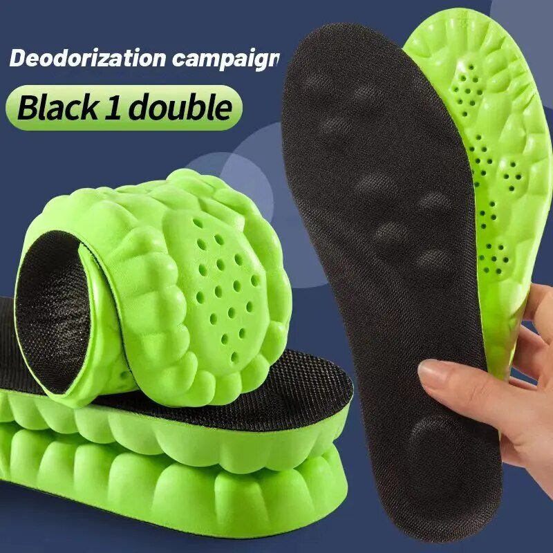 Sepatu Insole olahraga 4D, bantalan sol Super lembut untuk kaki peredam kejut sol sepatu pendukung lengkungan ortopedi