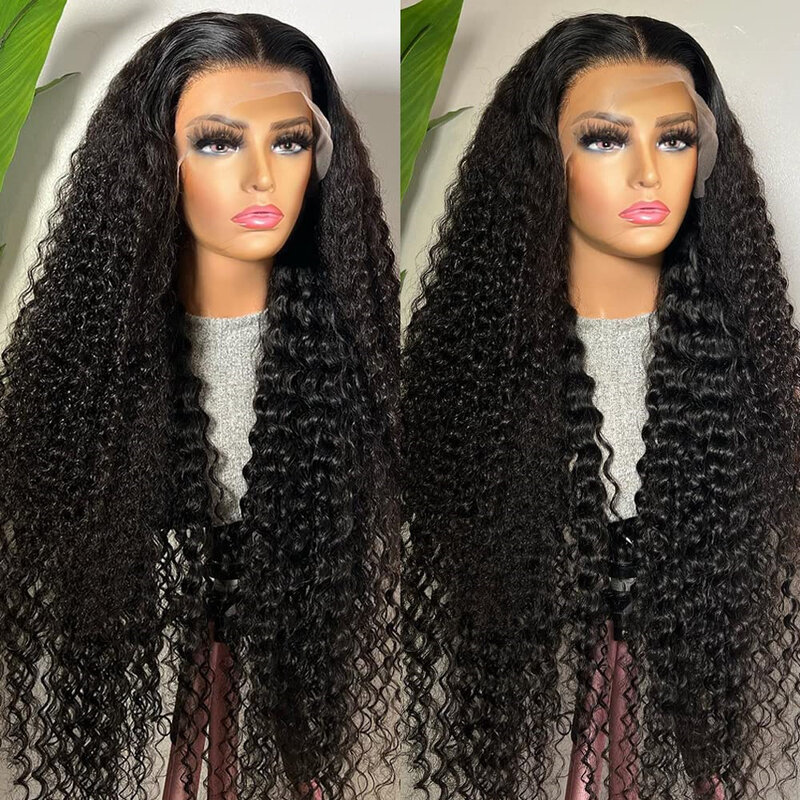 Парик женский из черных бразильских волос, 34 дюйма, 13 х4, 13 х6 дюймов