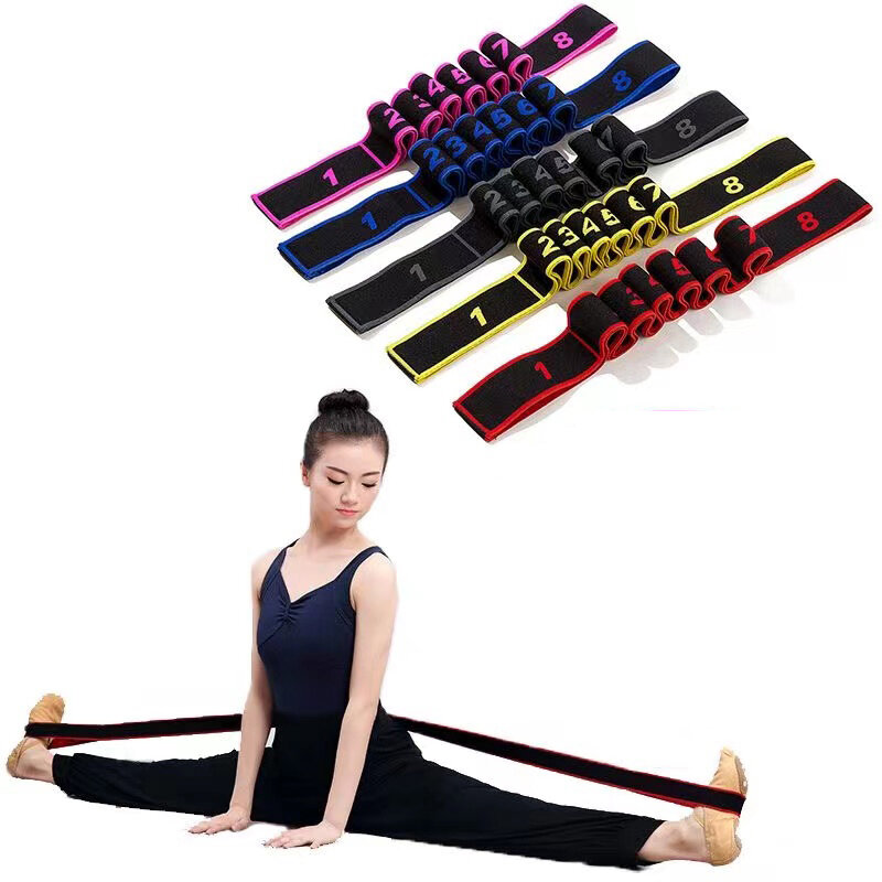 Cinturón de estiramiento para Yoga, danza, Pilates, Fitness, cinturón de tensión, elasticidad de estiramiento Digital, estilo de 8 secciones