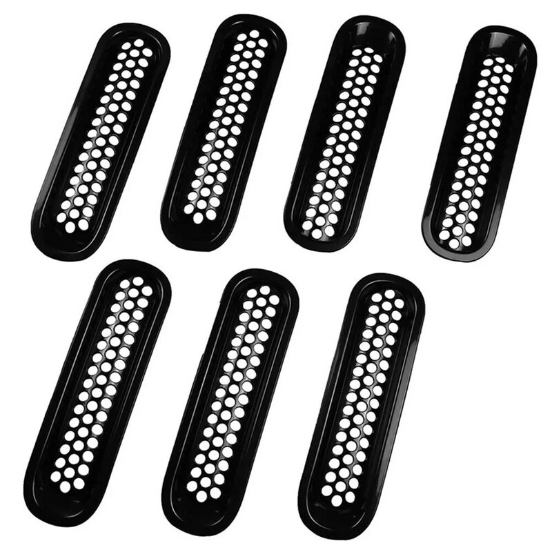 7pcs ABS Front Grill Insert Grille Cover Trim Compatible for Jeep Wrangler JK 2007-2014 Car Accessories Wrangler Grille