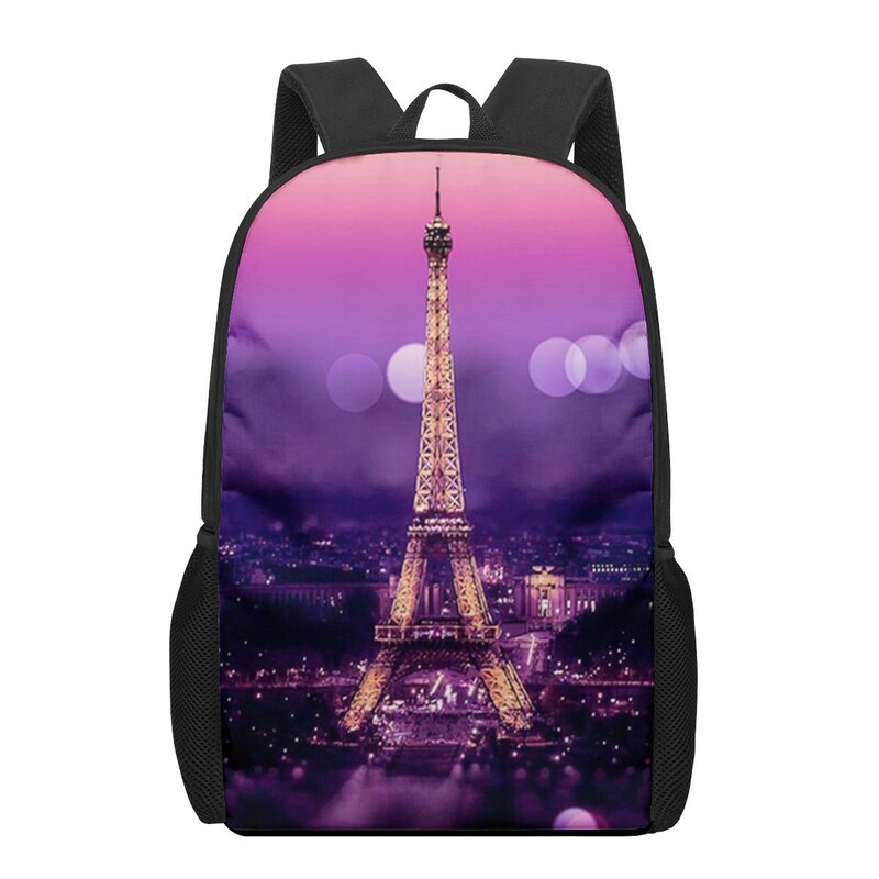 Eiffel Tower 3D Print Book Bags Back to School Bag Set for Boys Girls Kids Backpack Stylish Elementary Children Backpacks Bagpac