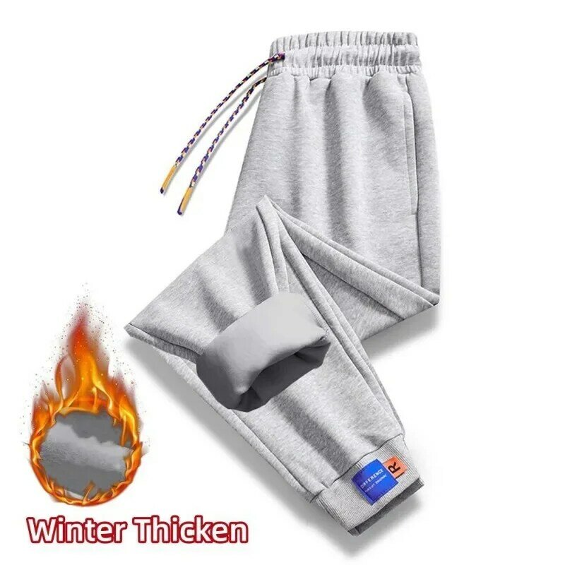 Winter Men's Wide Loose Casual Pants Trendy Sweatpants Joggers Pants Clothing Warmer Fleece Thicken Cotton Long Trousers