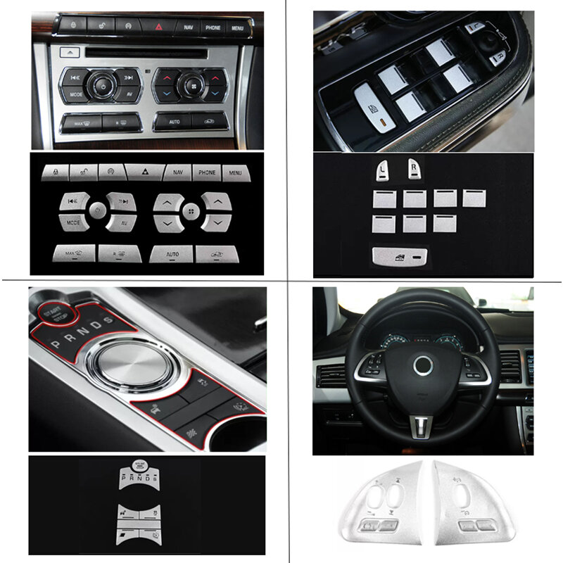 For Jaguar XF Sticker Gear Button Accessories For Car Interior Replacement Parts X250 Center Console Button Cover 2010 to 2015