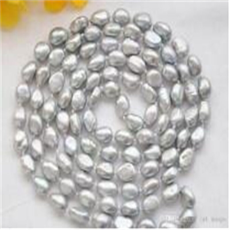Nowy 50 "10-12MM srebrny szary słodkowodny barokowy naszyjnik z pereł