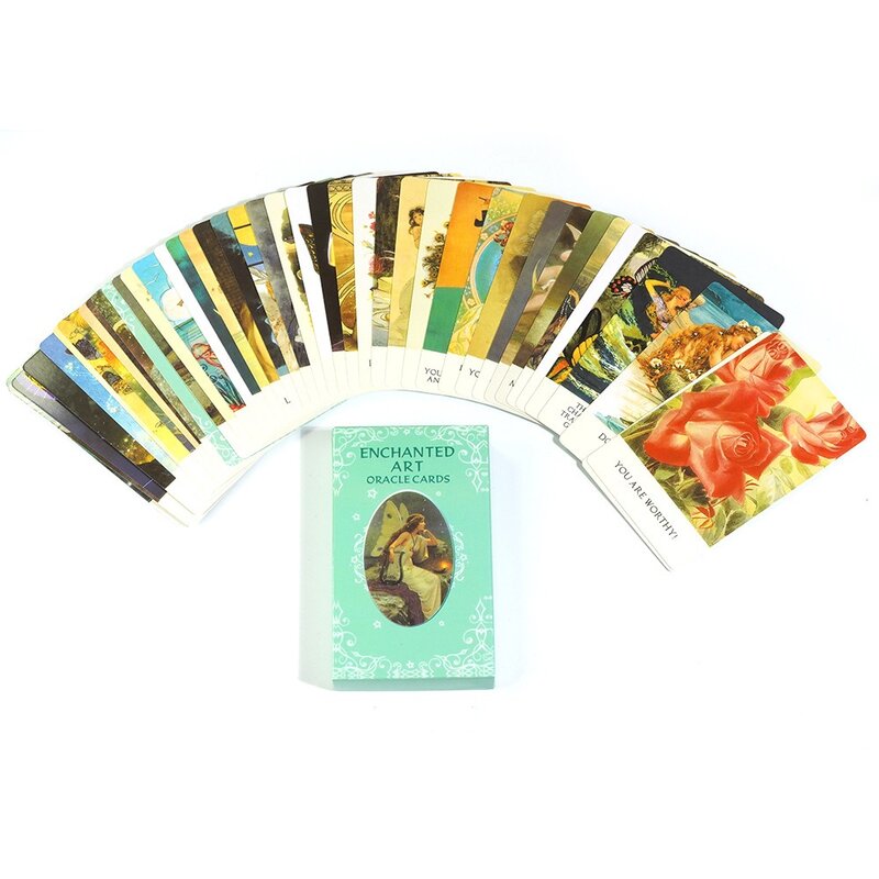 Baraja de cartas de oráculo de arte encantado, 42 cartas de piezas, obra de arte Vintage hermosa con mensajes inspiradores, 10,3x6cm