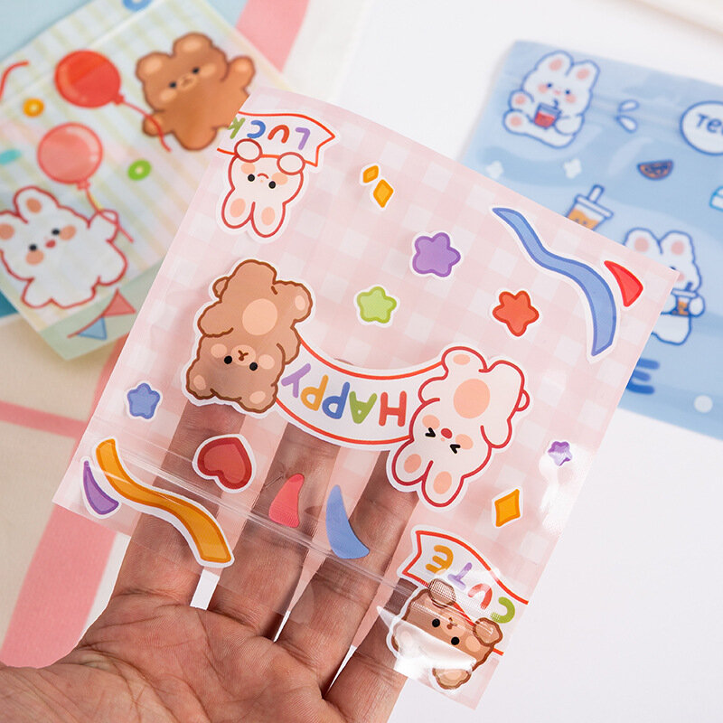 Bolsa de almacenamiento para mascarillas pequeñas, organizador de dulces y galletas de dibujos animados, de 13,5x13,5 cm, con autosellado
