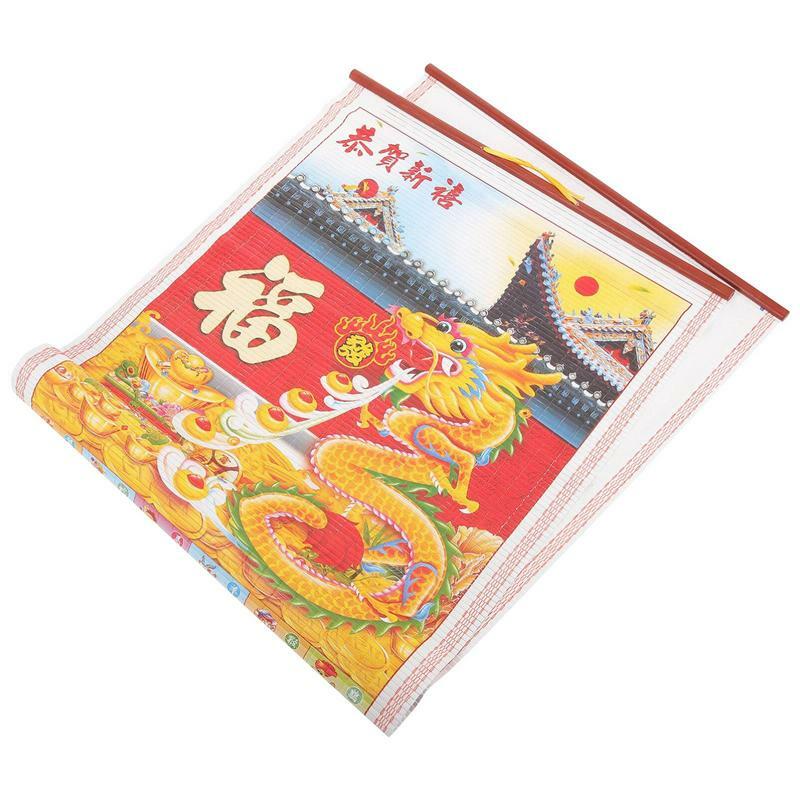 تقويم معلق على الحائط ، ورق زخرفي قمري ، السنة الشهرية الكبيرة الجديدة ، لفافة صينية تقليدية ، فارغة