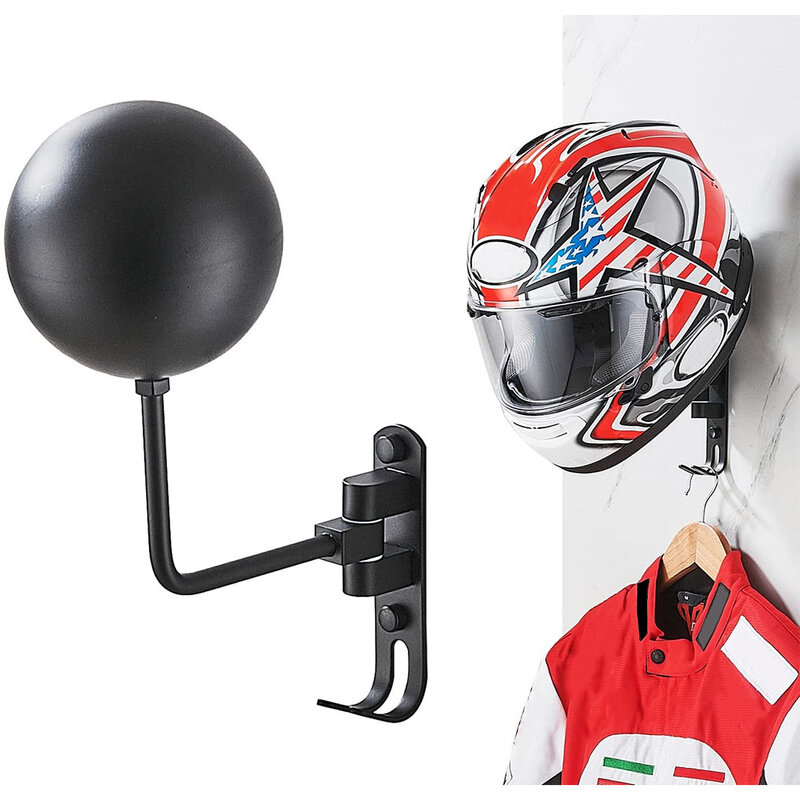 Rak Helm Motor Dudukan Dinding Tempat Pajangan Helm 180 Derajat Gantungan Jaket Kunci Aksesori Ruang Keluarga