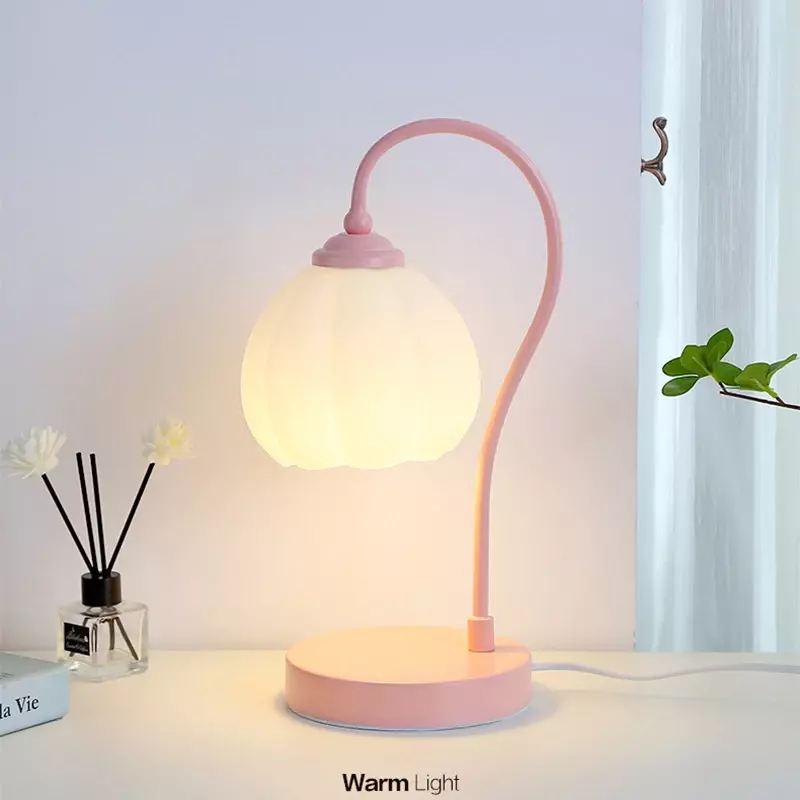 Lampu meja labu bunga kreatif, lampu dekorasi sederhana mewah untuk dekorasi kamar tidur, samping tempat tidur, ruang tamu, lampu malam romantis