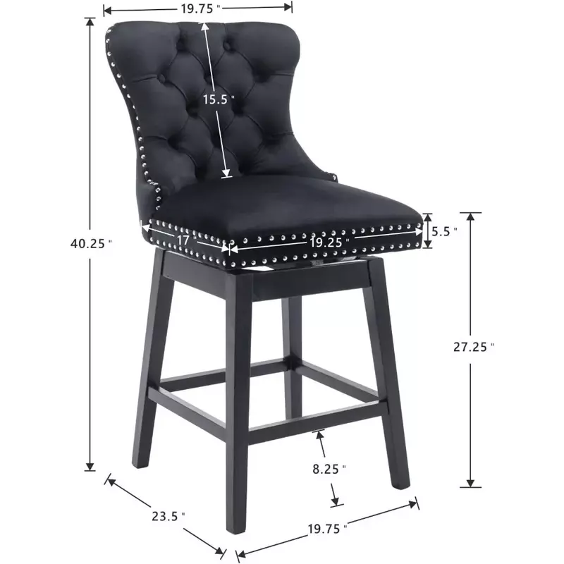Set kursi Bar putar 2, bangku kayu bengkok dapat disetel dengan belakang dan sandaran kaki berlapis kain kulit PU, kursi Bar