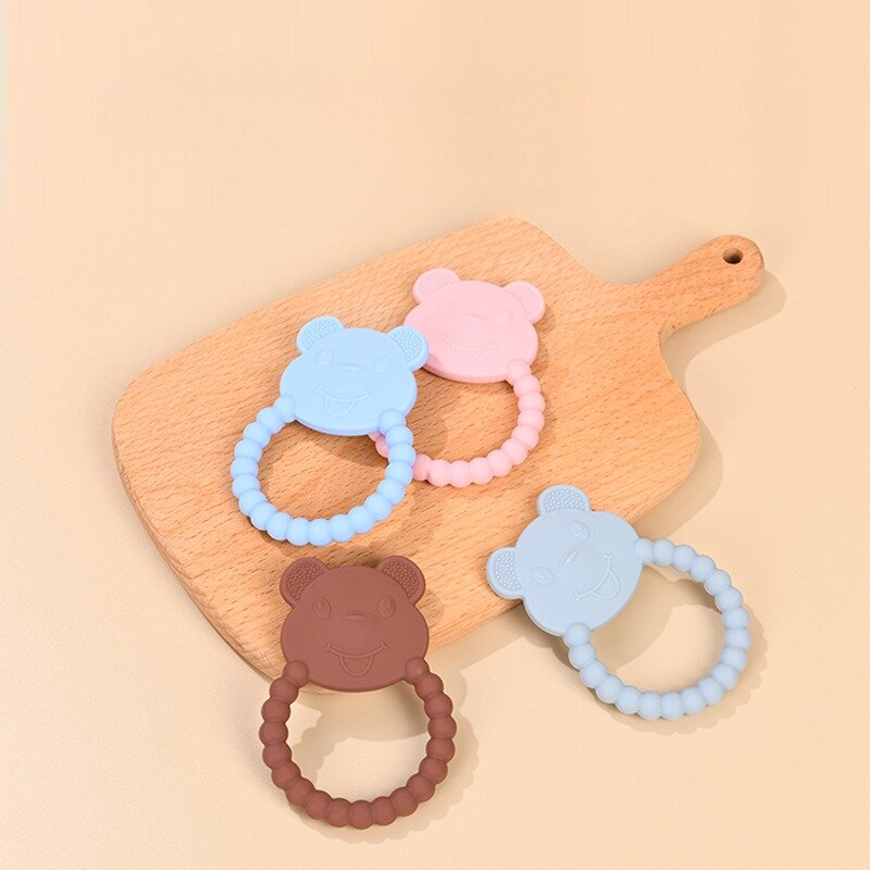 1pc Baby Silicone Teether Cartoon Rabbit Rodent Teething Ring Food Grade Diy Accessories Teething Molar Toys Infant Rattle Toy