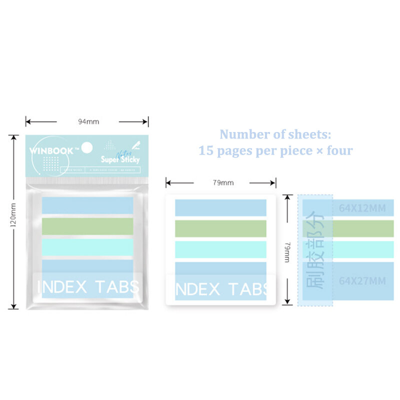 60 Pagina 'S Veelkleurige Transparante Beschrijfbare Boekpagina Index Stickers Etiket Stickers Key Points Label Key Points Index Briefpapier