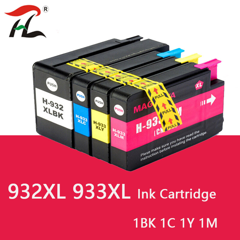 Cartucho de tinta para impressora hp, 4pk 932xl 933xl, hp 932xl 932, para hp office jet 6100, 6600, 6700, 7110, 7610, 7612