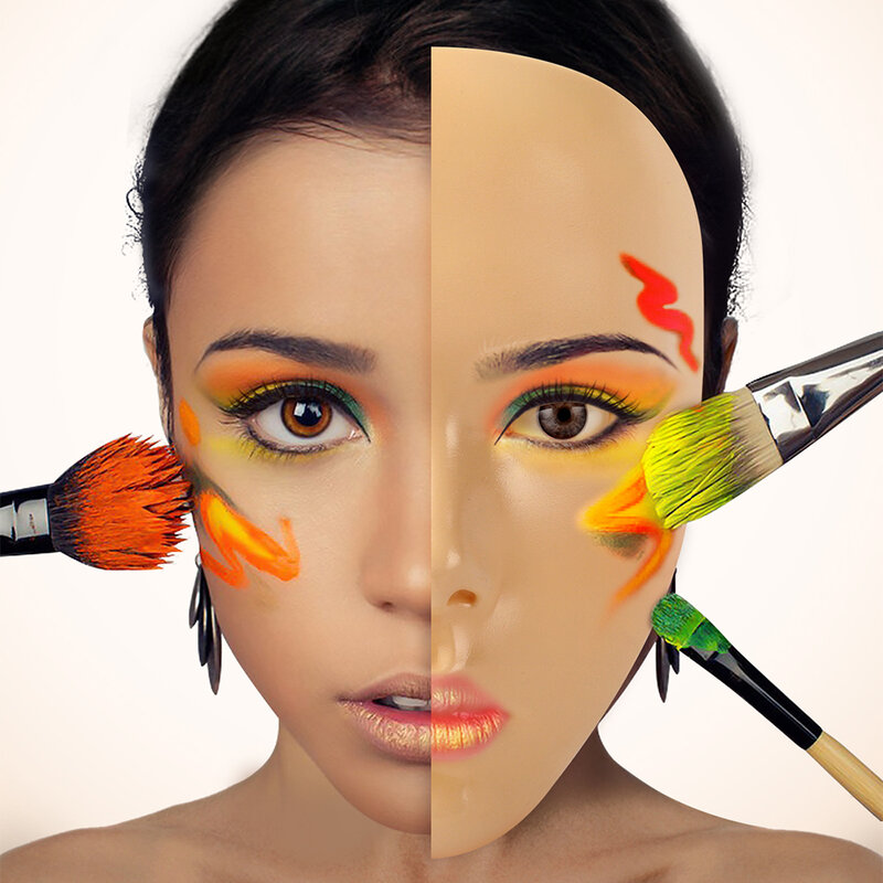 Wiederverwendbare 5D-Augenbrauen-Tätowierungspraxis Vollgesichts-Kosmetik-Make-up-Übungsmaskenbrett-Haut-Augen-Make-up-Trainings-Silikon-Bionic-Haut-Praxis-Mannequin-Übungspad für Anfänger Beauty-Tätowierungsbrett-Werk