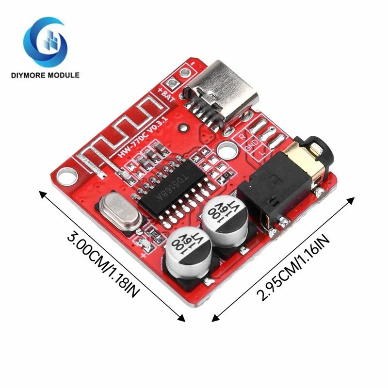 Bluetooth Audio Receiver Board Bluetooth 5.1 MP3 Lossless Decoder Micro USB 3.5mm Audio Output Amplifier Module Type-C 3W