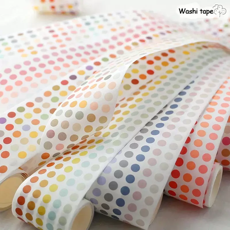 Kawaii Kleurrijke Dot Washi Tape Briefpapier Stickers Decoratie Plakband Koreaanse School Benodigdheden Dagboek Tape 10 Kleuren