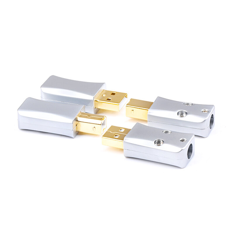 HIFI-enchufe USB 2,0 chapado en oro de 24K, Conector de cubierta de bronce tipo A macho 2,0, Puerto tipo B