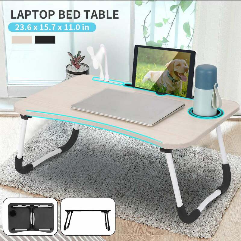 Escritorio plegable portátil para ordenador portátil, bandeja de desayuno para Picnic, cama, sofá, mesa de servicio de té, soporte de mesa de estudio plegable de madera