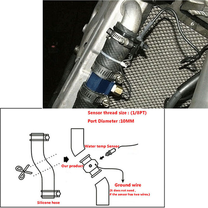 Wasser Temp Gauge Kühler Temperatur Wasser Temp Joint Rohr Sensor 16mm 18mm 20mm 22mm Schlauch Adapter mit Clamp