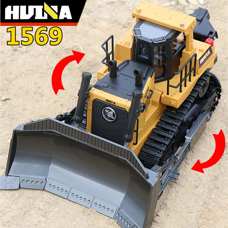 HUINA 1569 RC Bulldozer 1:16 8CH Remote Control Truck 2.4G Radio Engineering Vehicle Boy Hobby Car Toys For Children Gifts