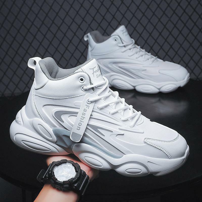 Autumn Men's Shoes 2022 New Style White Sneakers Leather Running Shoes Junior High School Students Soft Bottom White Shoes