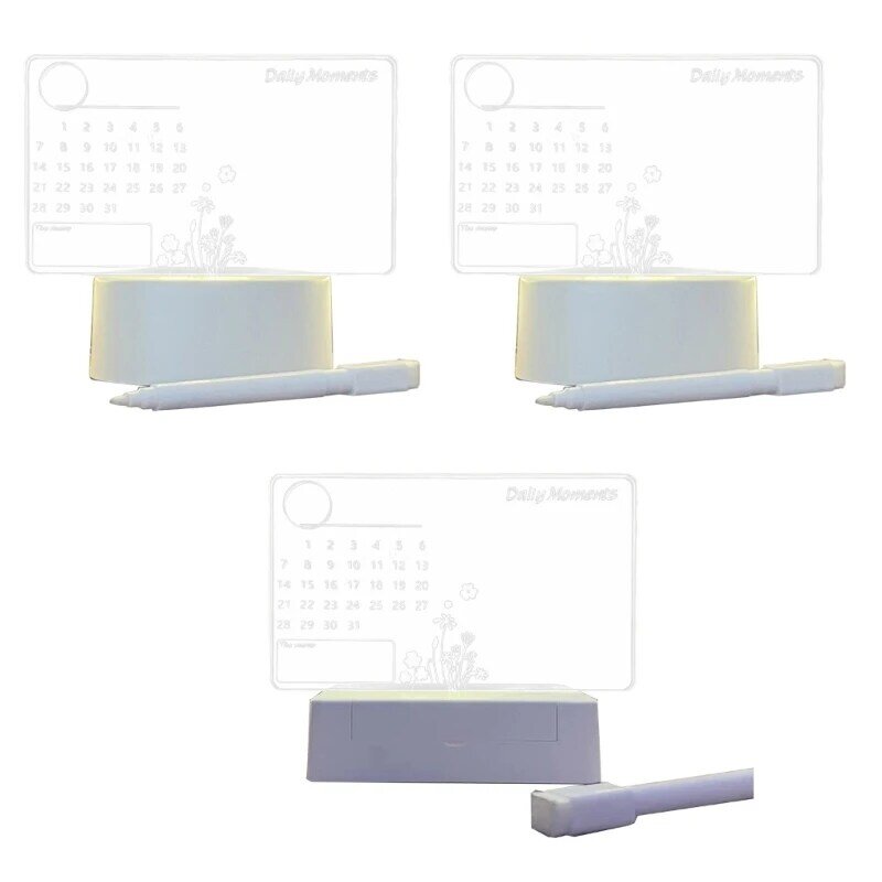 Lavagna acrilica trasparente per pianificatore di calendari in acrilico con luce a LED e pennarello