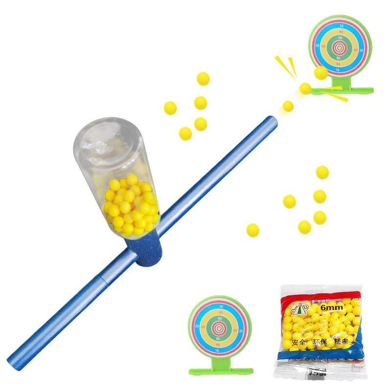 Lanzador de Pinball suave, tirador de bola pequeña, tubo craquelado, juguete para niños al aire libre, aleación de aluminio, imitación de bambú, juguete artesanal