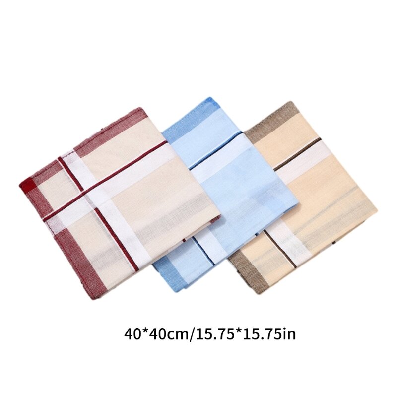 Stylish Pocket Handkerchief Gents Checkered Hankies 16x16นิ้วผ้าพันคอขนาดใหญ่ดูดซับสูงกระเป๋าผ้าเช็ดตัว