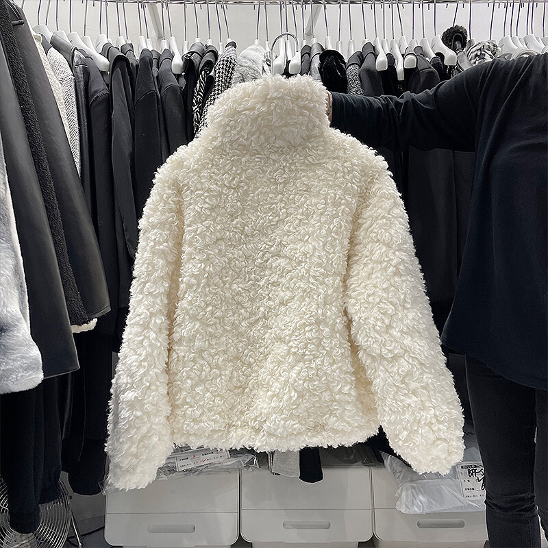 Chaqueta peluda de piel sintética para mujer, abrigo grueso y cálido de manga larga para otoño e invierno, Top de abrigo de lana suave y elegante para mantener el calor