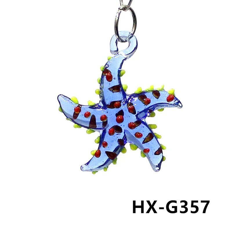 Lucu hewan laut bintang laut pesona mini kaca bintang laut liontin untuk diy perhiasan kalung gelang membuat aksesoris atau akuarium dekorasi persediaan