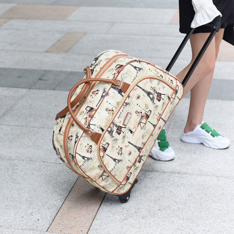 Große Kapazität Frauen Reisekoffer Trolley Taschen Rollt asche Oxford wasserdichte Roll gepäck Reisetasche mit Rädern
