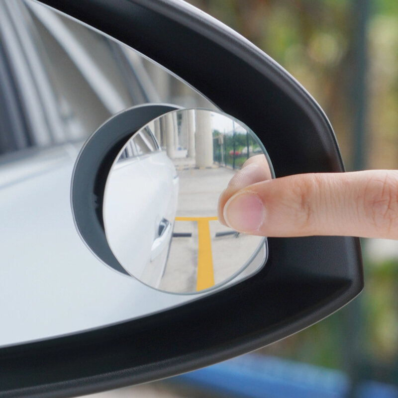 Espelho de ponto cego do carro sem moldura, auxiliar, automático, motocicleta, universal, grande angular, ajustável, espelhos pequenos, 2pcs