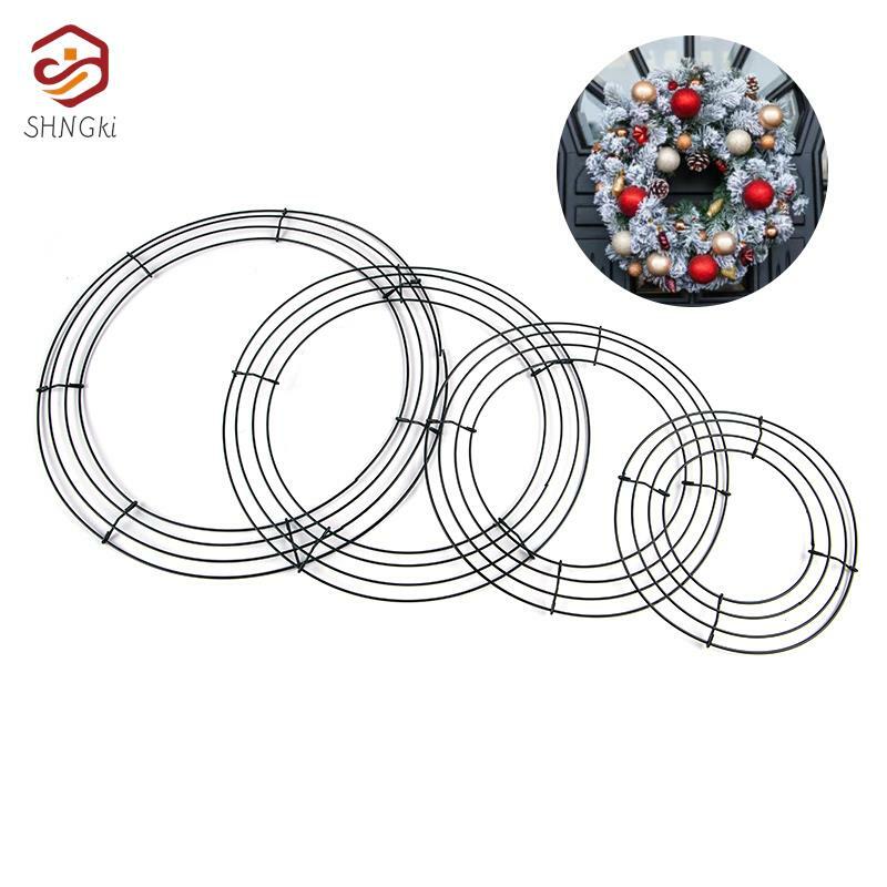 1Pcs Round Metal Hoop DIY Christmas Decoration 8-14inch Wire Wreath Frame Wall Hanging Sturdy For Wedding Valentines Decorations