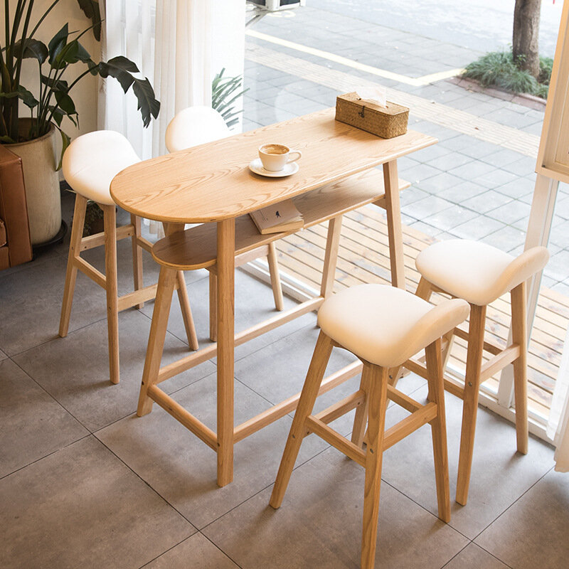 Wuli kursi Bar kayu padat Nordic 60cm, kursi Bar Retro Amerika, ruang pameran depan meja, kursi Modern sederhana kursi tinggi