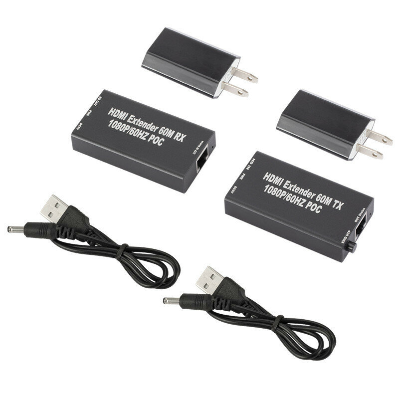 Prolongateur de Signal Ethernet HDMI 3D, 60M 1080p, Cat5e Cat 6, convertisseur RJ45 Lan, émetteur récepteur TX RX