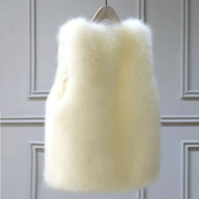 Women Fur Vest 2024 New Autumn Female Waistcoat Faux  Coat Warm Solid Color Jacket V-collar Sleeveless Short  T216