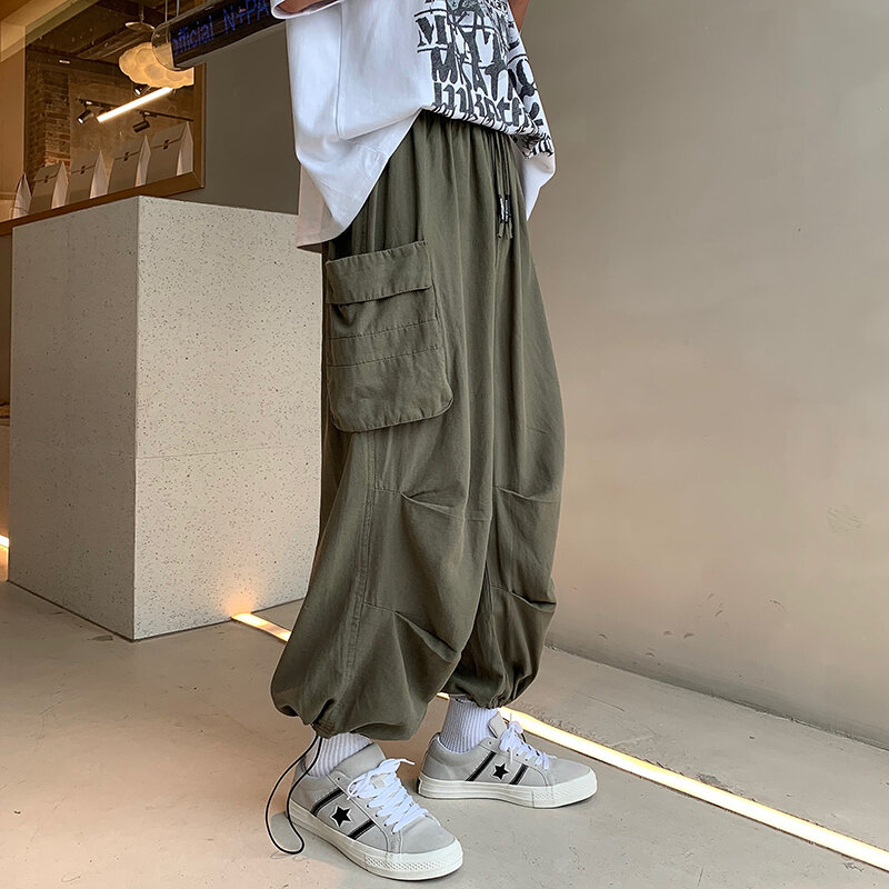 Harajuku pantaloni Cargo da uomo pantaloni Casual multitasche pantaloni sportivi Streetwear moda maschile Trend pantaloni larghi Hip-Hop F130